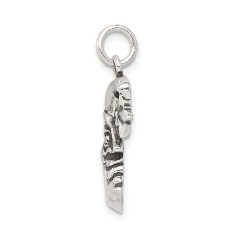 Sterling Silver Crescent Moon and Star Pendant with Face Detail, Celestial Astrology Charm