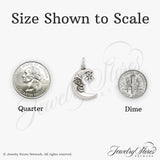 Sterling Silver Crescent Moon and Star Pendant with Face Detail, Celestial Astrology Charm