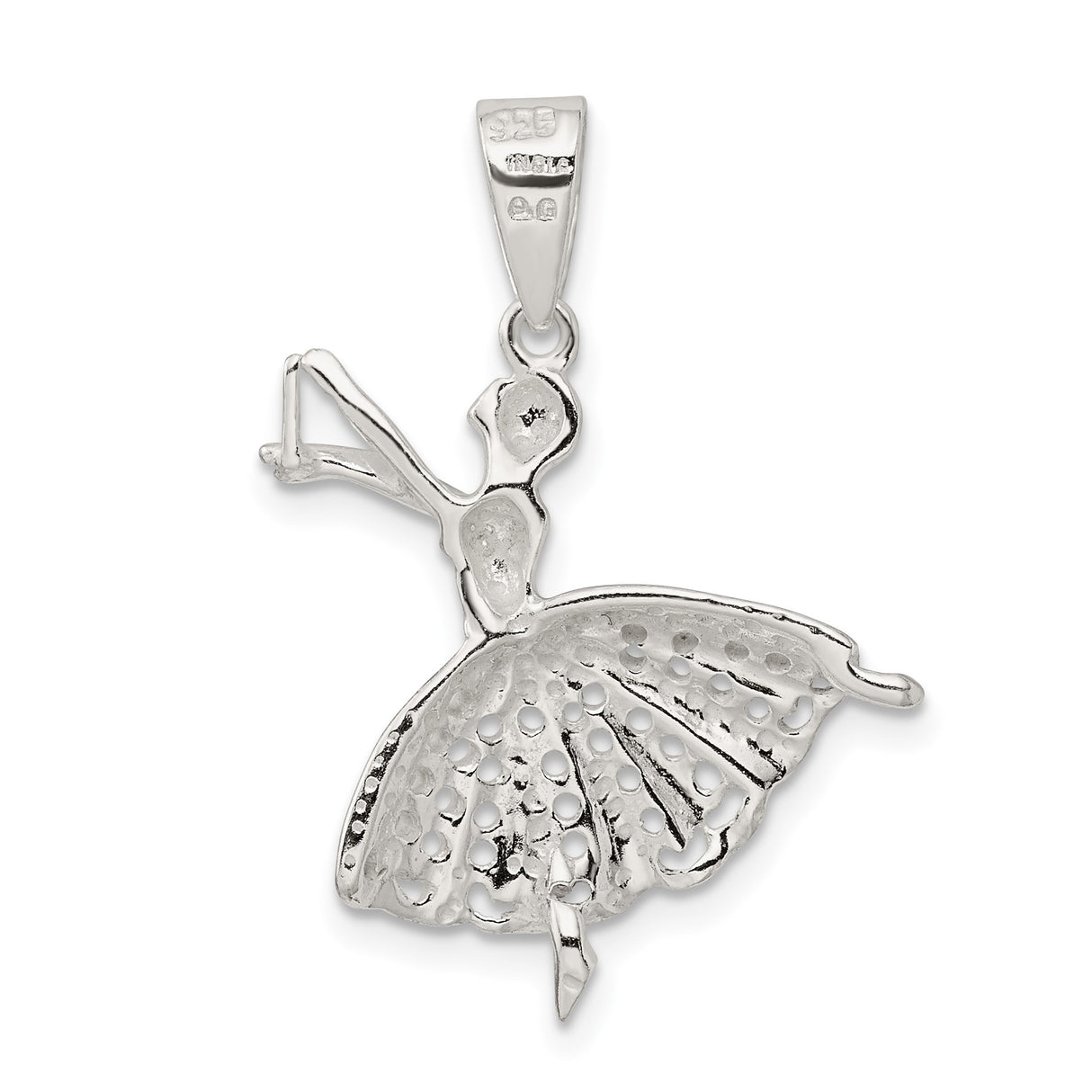 Sterling Silver Ballerina Pendant with Tutu Design, Graceful Dance Theme Jewelry for Women