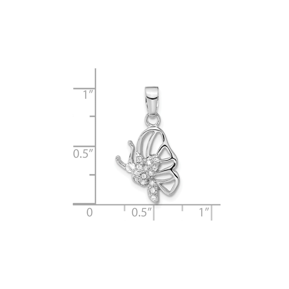 Sterling Silver Butterfly Pendant with Cubic Zirconia, Openwork Wings, Nature-Inspired Jewelry for Women