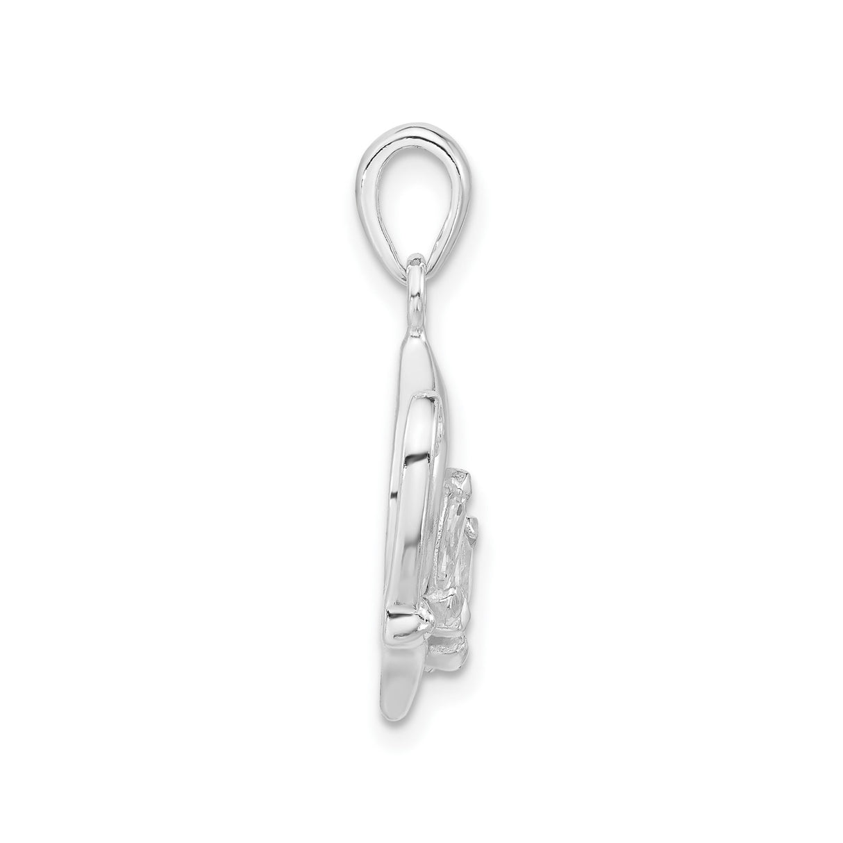 Sterling Silver Butterfly Pendant with Marquise Cut Cubic Zirconia, Openwork Nature Design
