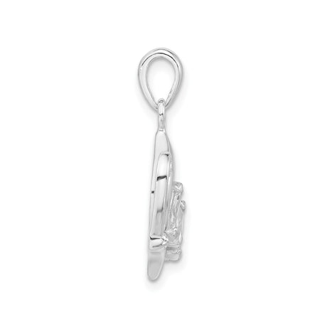 Sterling Silver Butterfly Pendant with Marquise Cut Cubic Zirconia, Openwork Nature Design