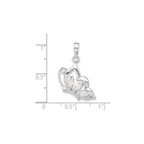 Sterling Silver Butterfly Pendant with Marquise Cut Cubic Zirconia, Openwork Nature Design
