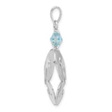 Sterling Silver Butterfly Pendant with Starburst Cutout and Blue Glass Star Accent
