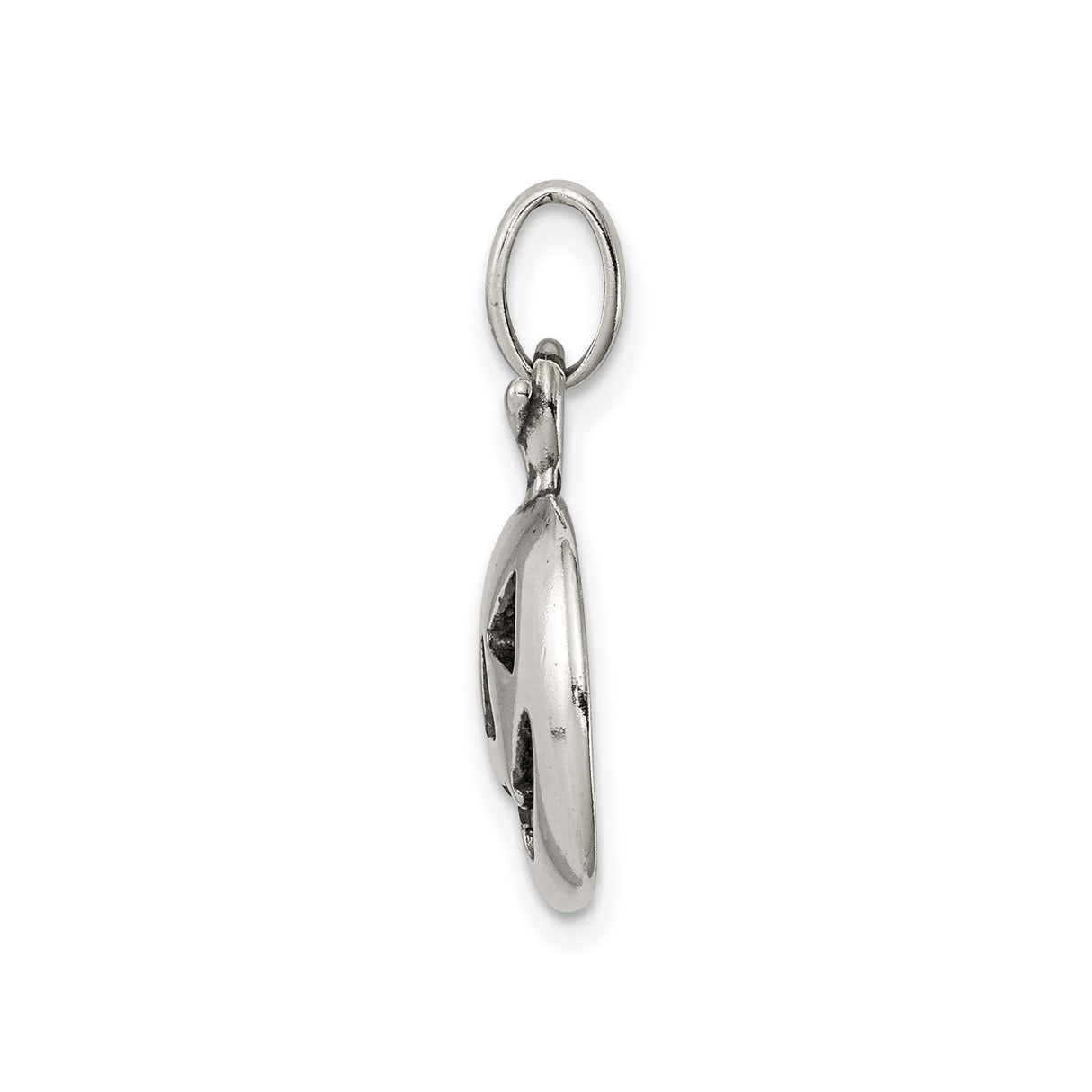 Sterling Silver Halloween Pumpkin Pendant with Cut-Out Jack-o-Lantern Design