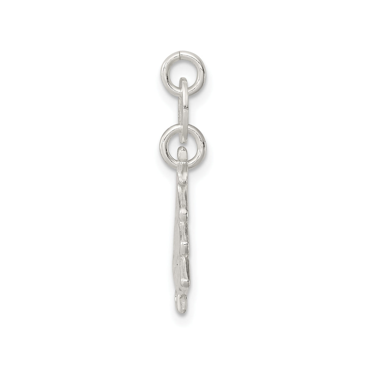 Sterling Silver Christmas Tree Charm Pendant with Star, Embossed Holiday Design