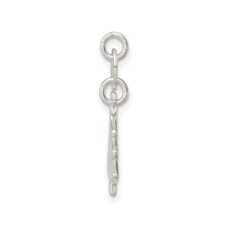Sterling Silver Christmas Tree Charm Pendant with Star, Embossed Holiday Design