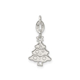 Sterling Silver Christmas Tree Charm Pendant with Star, Embossed Holiday Design