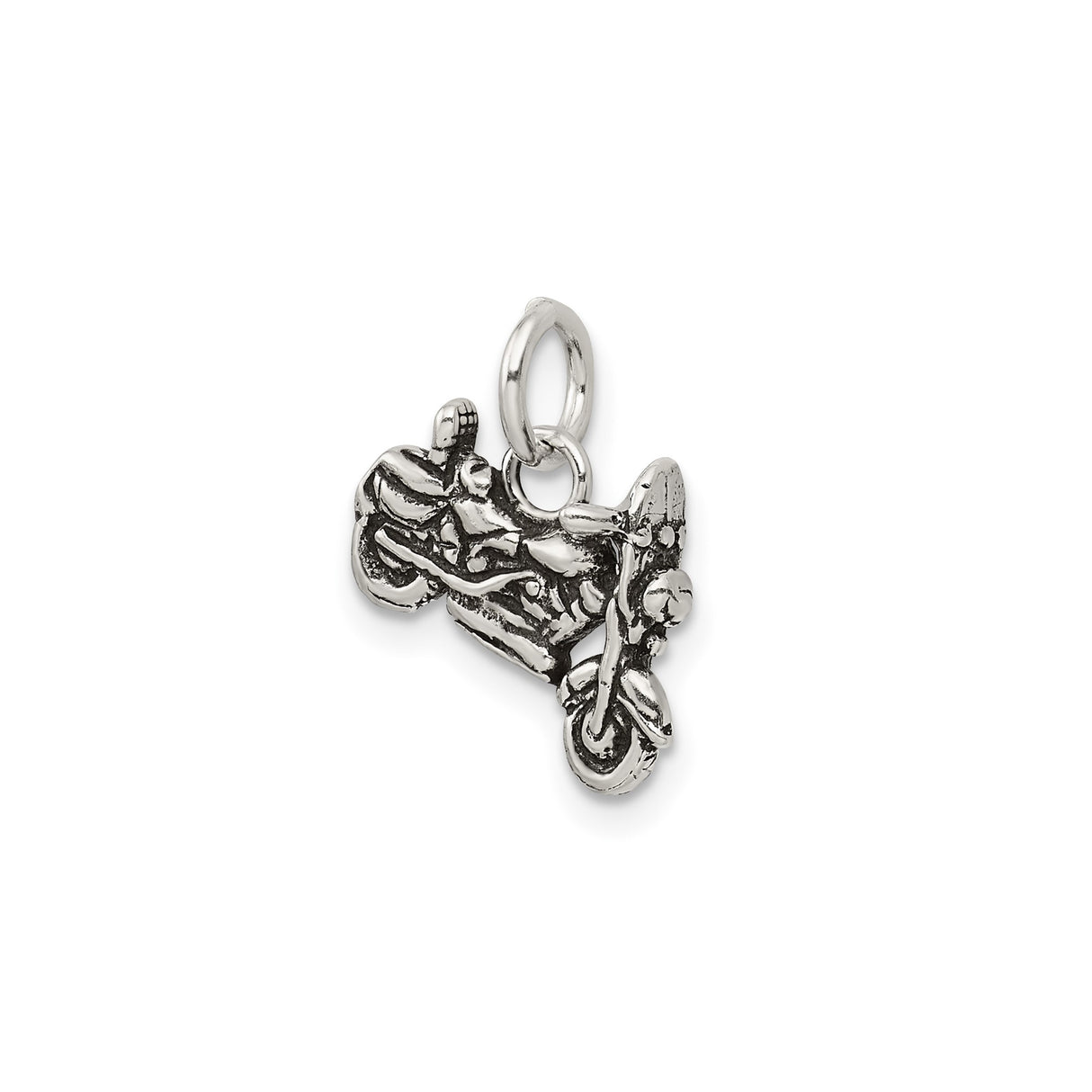 Sterling Silver Motorcycle Pendant, Detailed Cruiser Bike Charm, Biker Jewelry for Men or Women