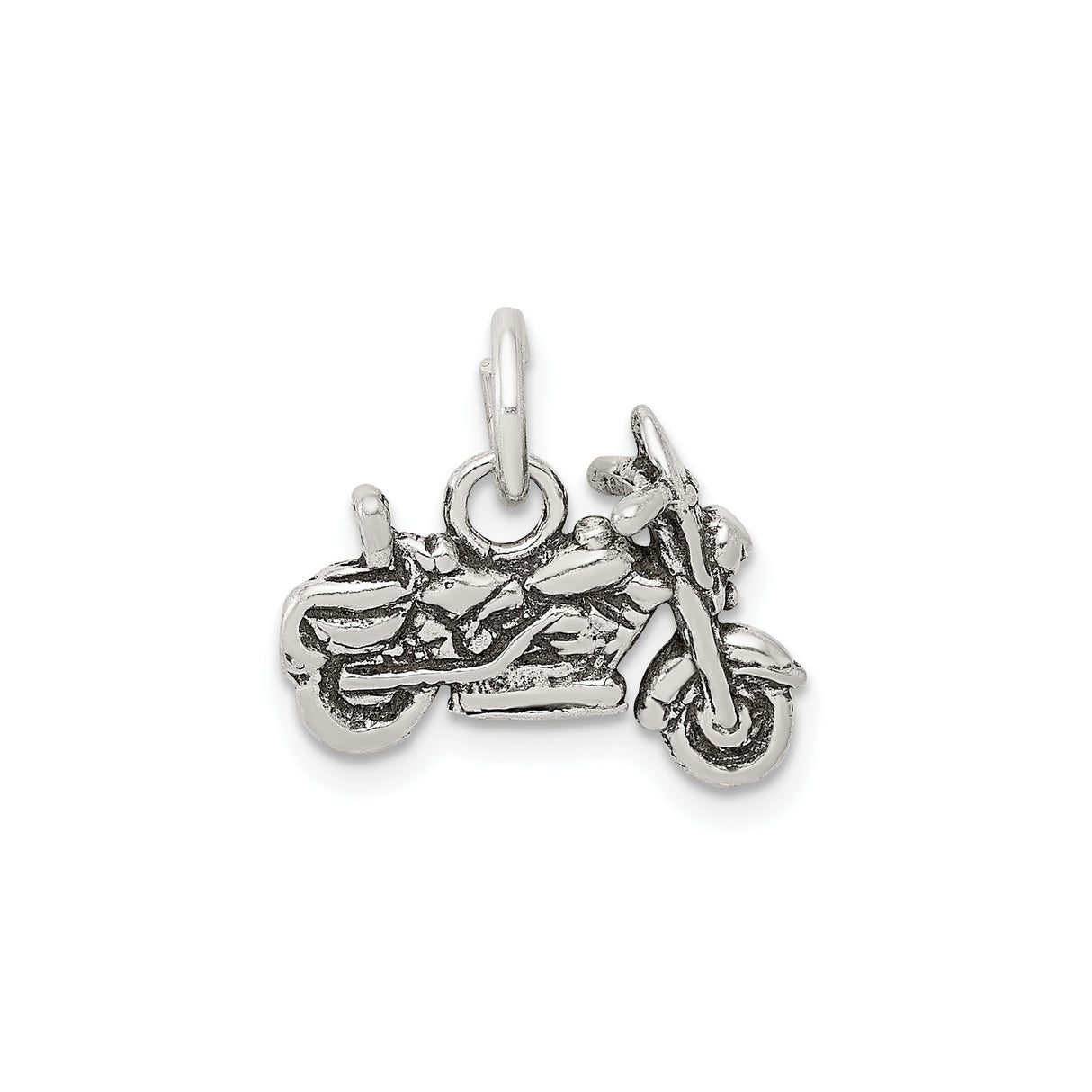 Sterling Silver Motorcycle Pendant, Detailed Cruiser Bike Charm, Biker Jewelry for Men or Women