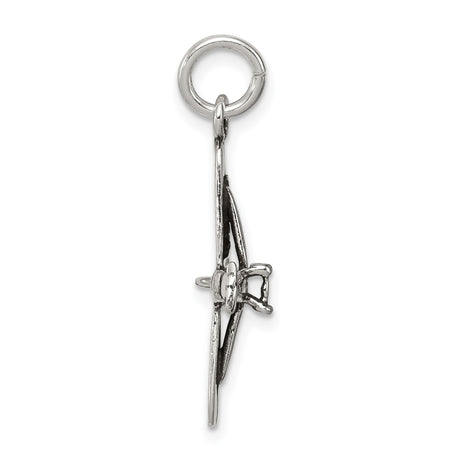 Sterling Silver Airplane Pendant Charm with Detailed Aircraft Design, Travel Jewelry for Women or Unisex