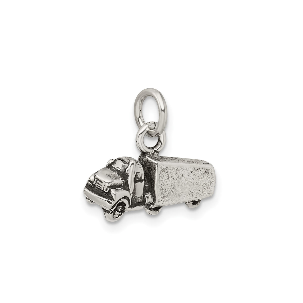 Sterling Silver Semi Truck Pendant, Detailed Tractor Trailer Charm, Transport Theme Jewelry