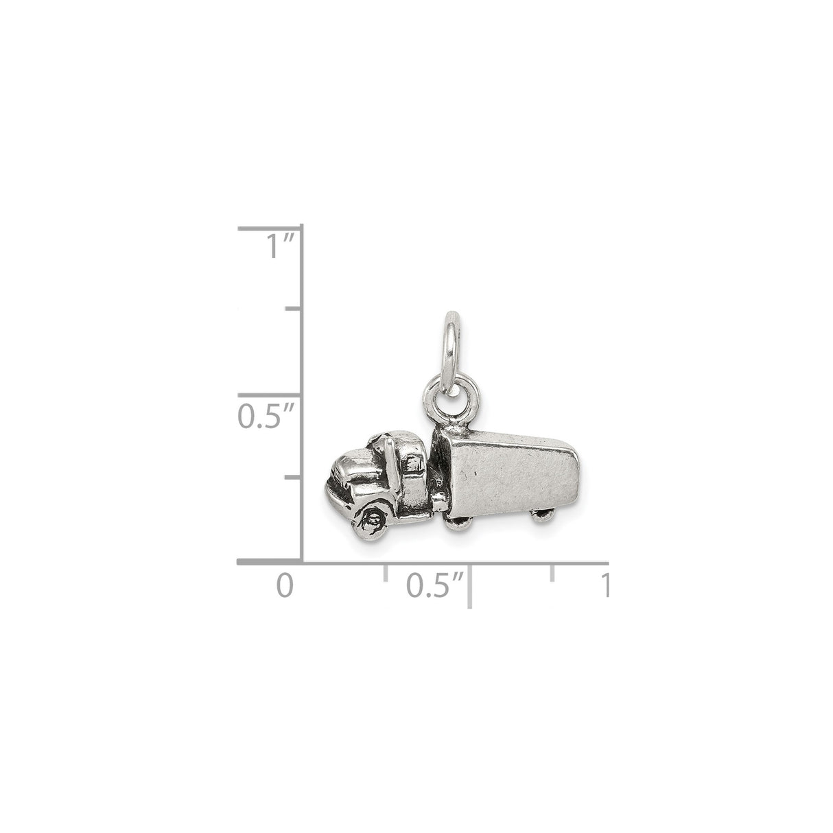 Sterling Silver Semi Truck Pendant, Detailed Tractor Trailer Charm, Transport Theme Jewelry