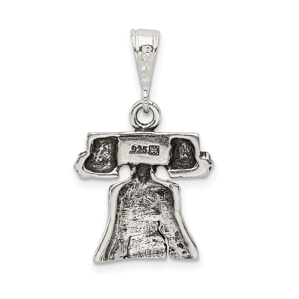Sterling Silver Liberty Bell Pendant, Patriotic American History Jewelry Charm for Men and Women