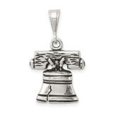 Sterling Silver Liberty Bell Pendant, Patriotic American History Jewelry Charm for Men and Women