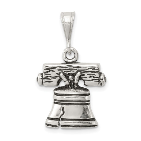 Sterling Silver Liberty Bell Pendant, Patriotic American History Jewelry Charm for Men and Women