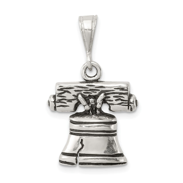 Sterling Silver Liberty Bell Pendant, Patriotic American History Jewelry Charm for Men and Women