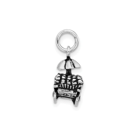 Sterling Silver Popcorn Cart Charm Pendant with Umbrella, Retro Carnival Theme