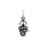 Sterling Silver Popcorn Cart Charm Pendant with Umbrella, Retro Carnival Theme