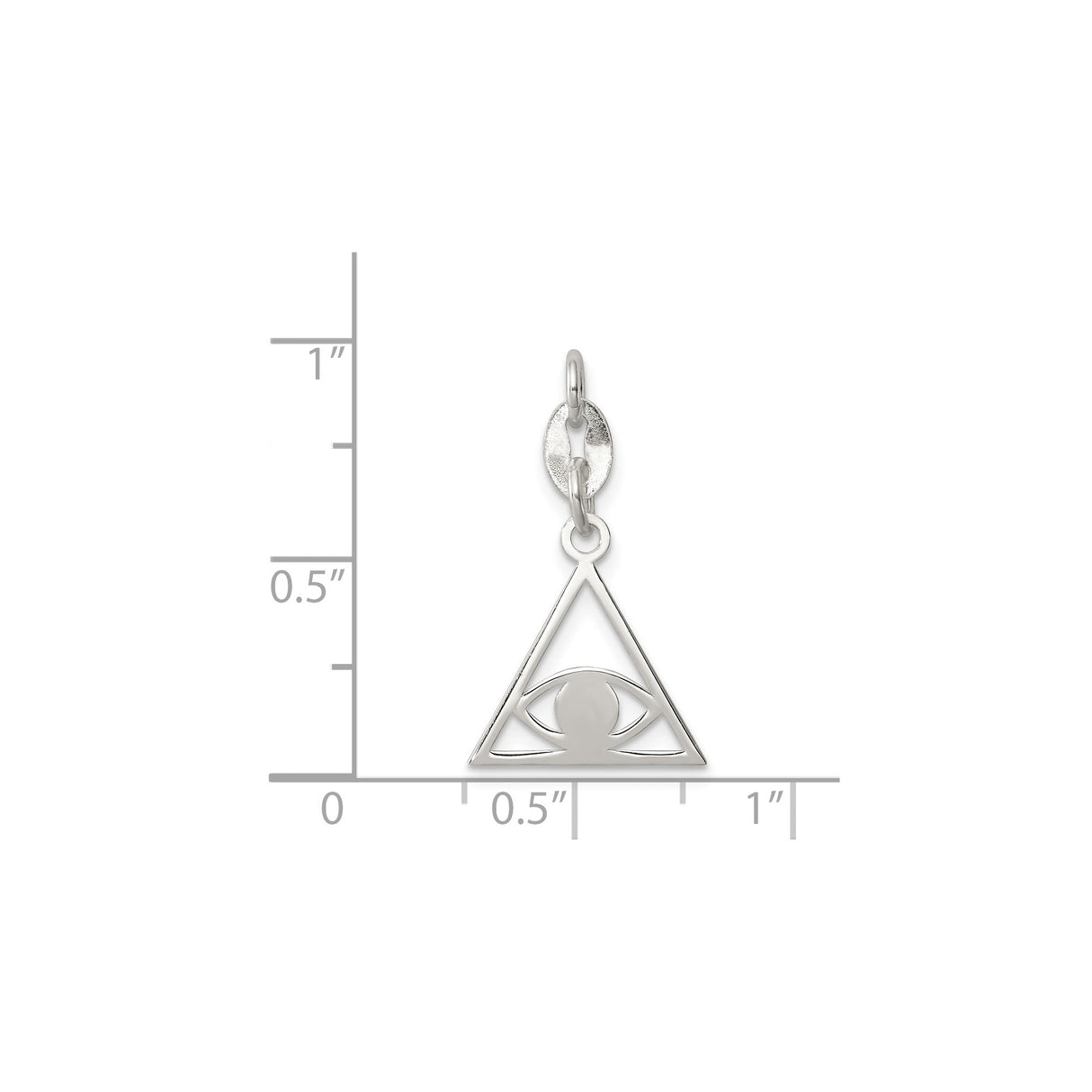 Sterling Silver Triangle Pendant with Open Eye of Providence and Sacred Geometry Design