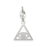 Sterling Silver Triangle Pendant with Open Eye of Providence and Sacred Geometry Design