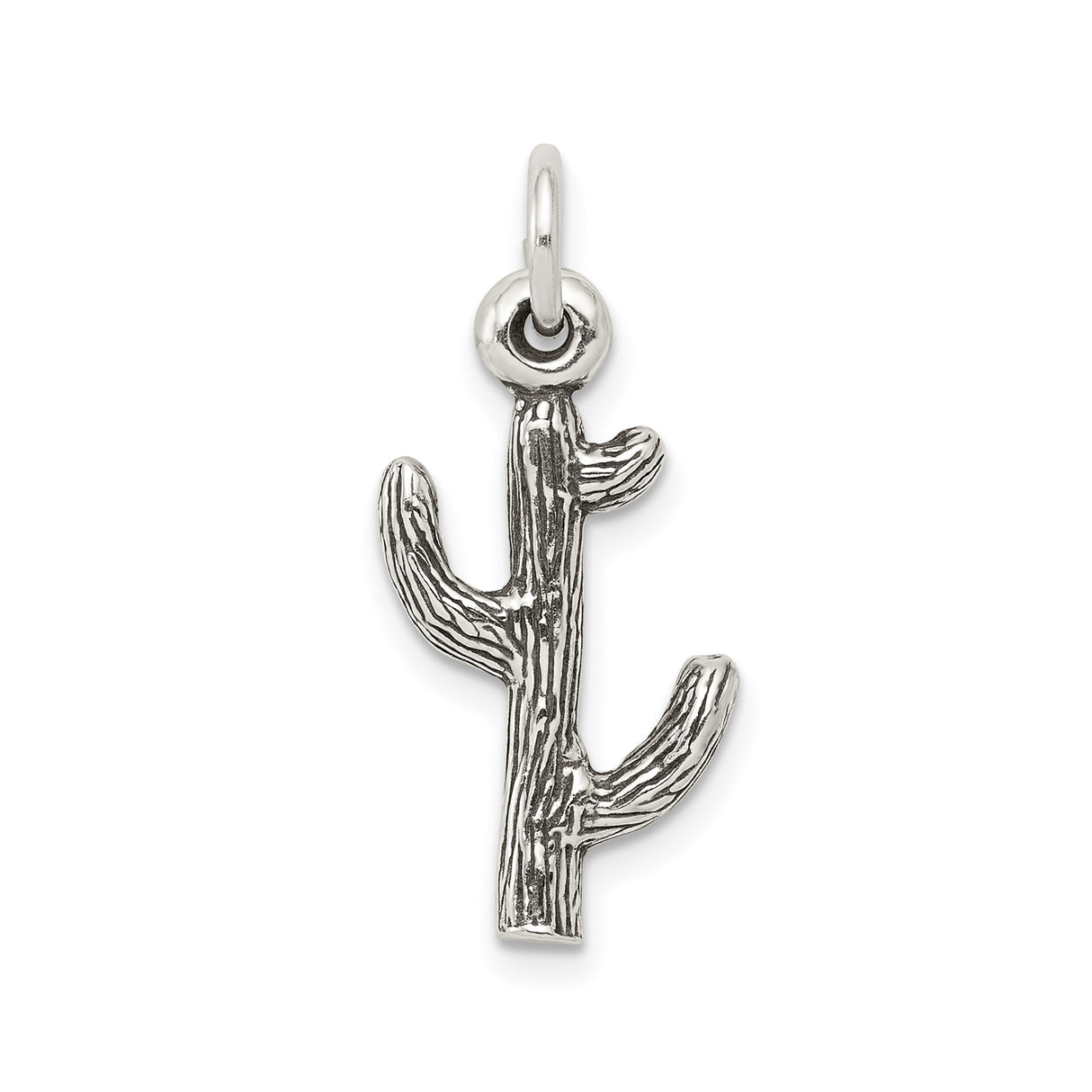 Sterling Silver Cactus Pendant Charm, Desert-Inspired Boho Jewelry for Women or Unisex Wear