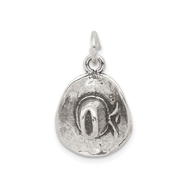Sterling Silver Cowboy Hat Pendant, Rustic Western Rodeo Style for Women or Unisex Wear