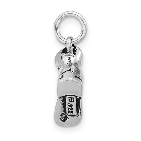 Sterling Silver Boot Charm Pendant, Polished High-Top Sneaker Design, Unisex Adventure Theme