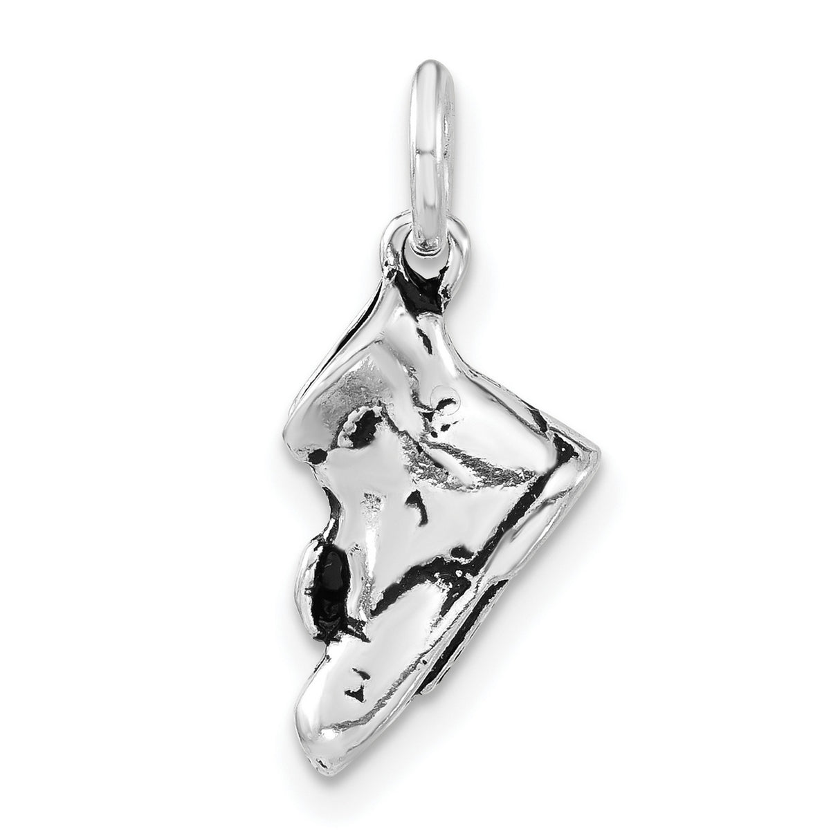 Sterling Silver Boot Charm Pendant, Polished High-Top Sneaker Design, Unisex Adventure Theme