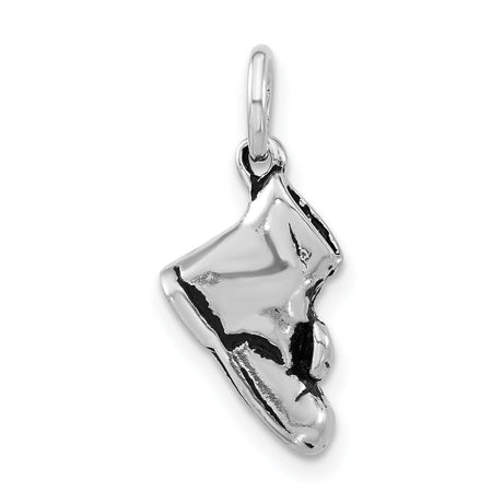 Sterling Silver Boot Charm Pendant, Polished High-Top Sneaker Design, Unisex Adventure Theme
