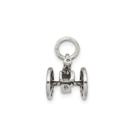 Sterling Silver Cannon Pendant, Detailed Military Artillery Charm with Antique Finish