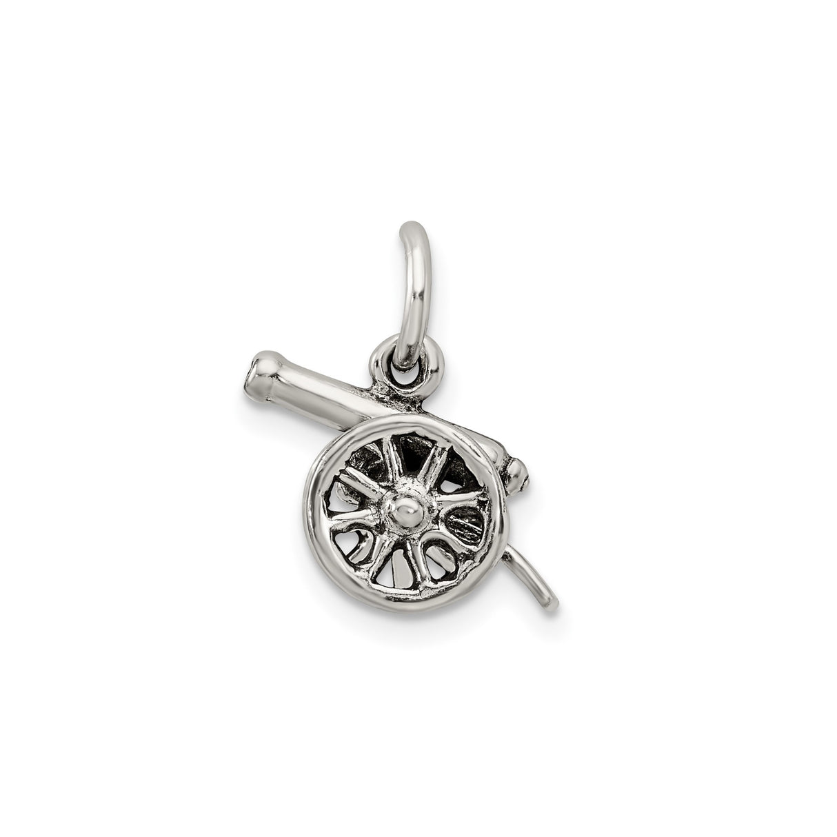 Sterling Silver Cannon Pendant, Detailed Military Artillery Charm with Antique Finish