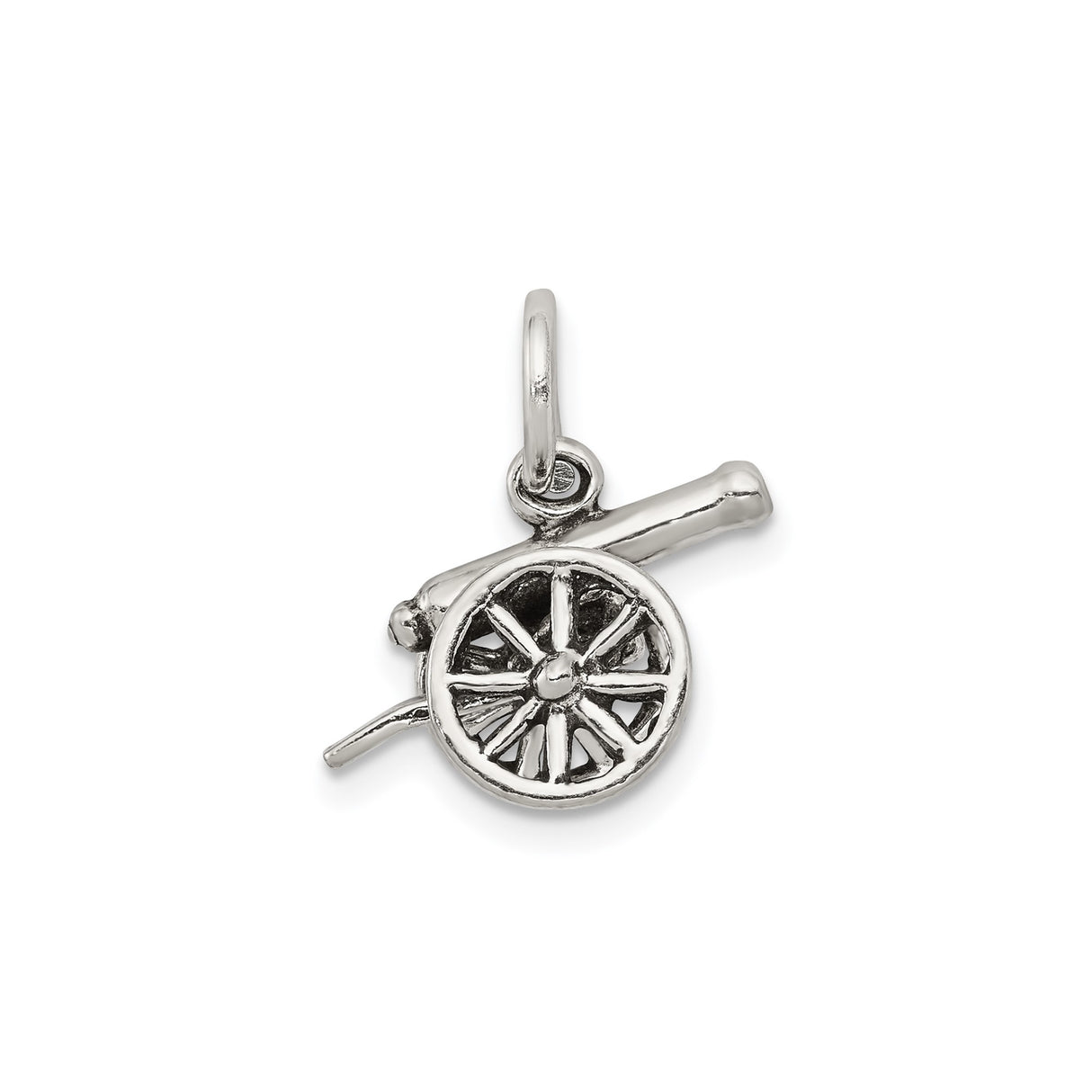 Sterling Silver Cannon Pendant, Detailed Military Artillery Charm with Antique Finish