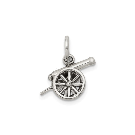 Sterling Silver Cannon Pendant, Detailed Military Artillery Charm with Antique Finish