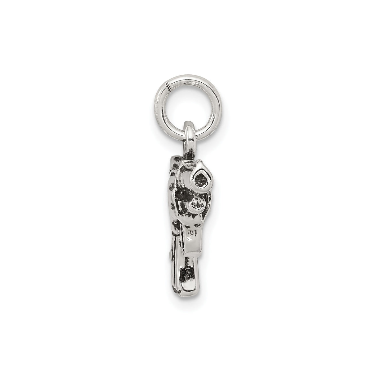Sterling Silver Revolver Pendant, Western Handgun Charm in Biker Style for Men or Unisex Wear