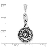 Sterling Silver Lotus Flower Pendant, Oxidized Finish, Spiritual Yoga & Chakra Jewelry for Women