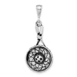 Sterling Silver Lotus Flower Pendant, Oxidized Finish, Spiritual Yoga & Chakra Jewelry for Women