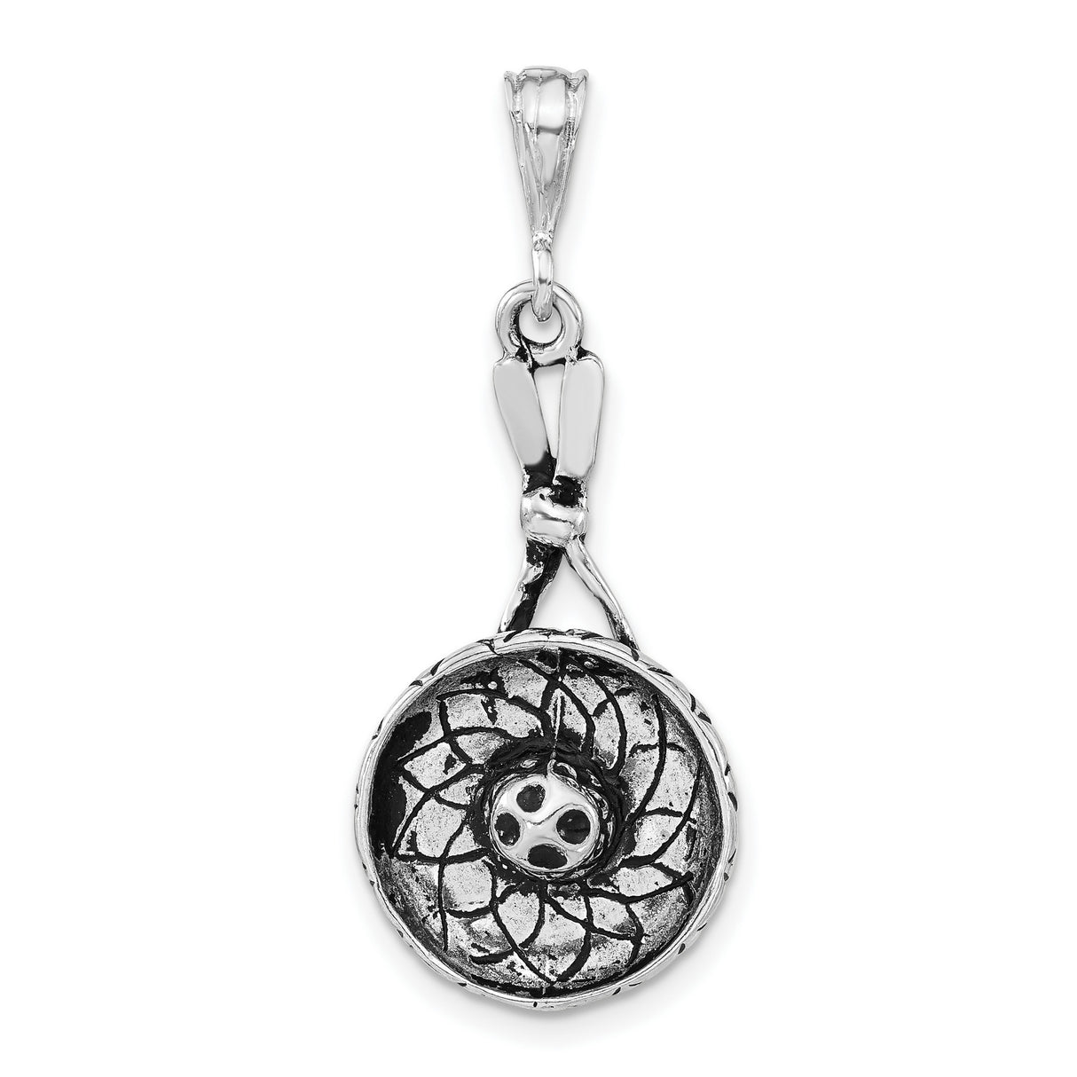 Sterling Silver Lotus Flower Pendant, Oxidized Finish, Spiritual Yoga & Chakra Jewelry for Women