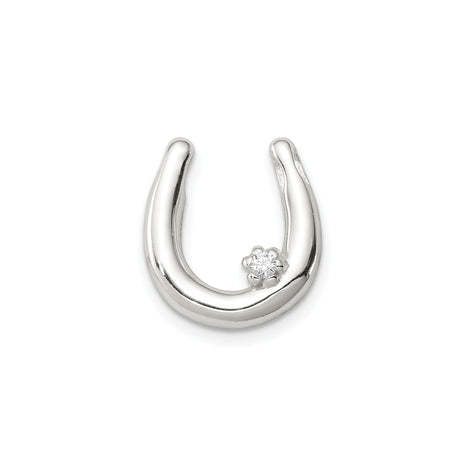 Sterling Silver Horseshoe Pendant with Cubic Zirconia, Good Luck Charm for Women