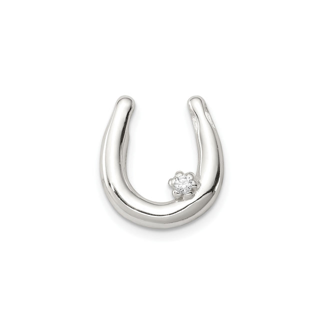 Sterling Silver Horseshoe Pendant with Cubic Zirconia, Good Luck Charm for Women