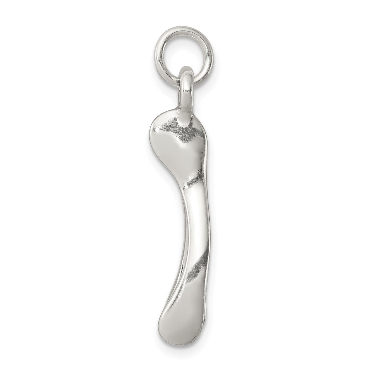 Sterling Silver Wishbone Pendant Charm, Polished Minimalist Symbol of Hope and Good Luck
