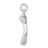 Sterling Silver Wishbone Pendant Charm, Polished Minimalist Symbol of Hope and Good Luck