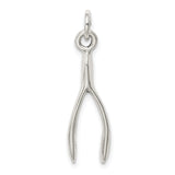 Sterling Silver Wishbone Pendant Charm, Polished Minimalist Symbol of Hope and Good Luck
