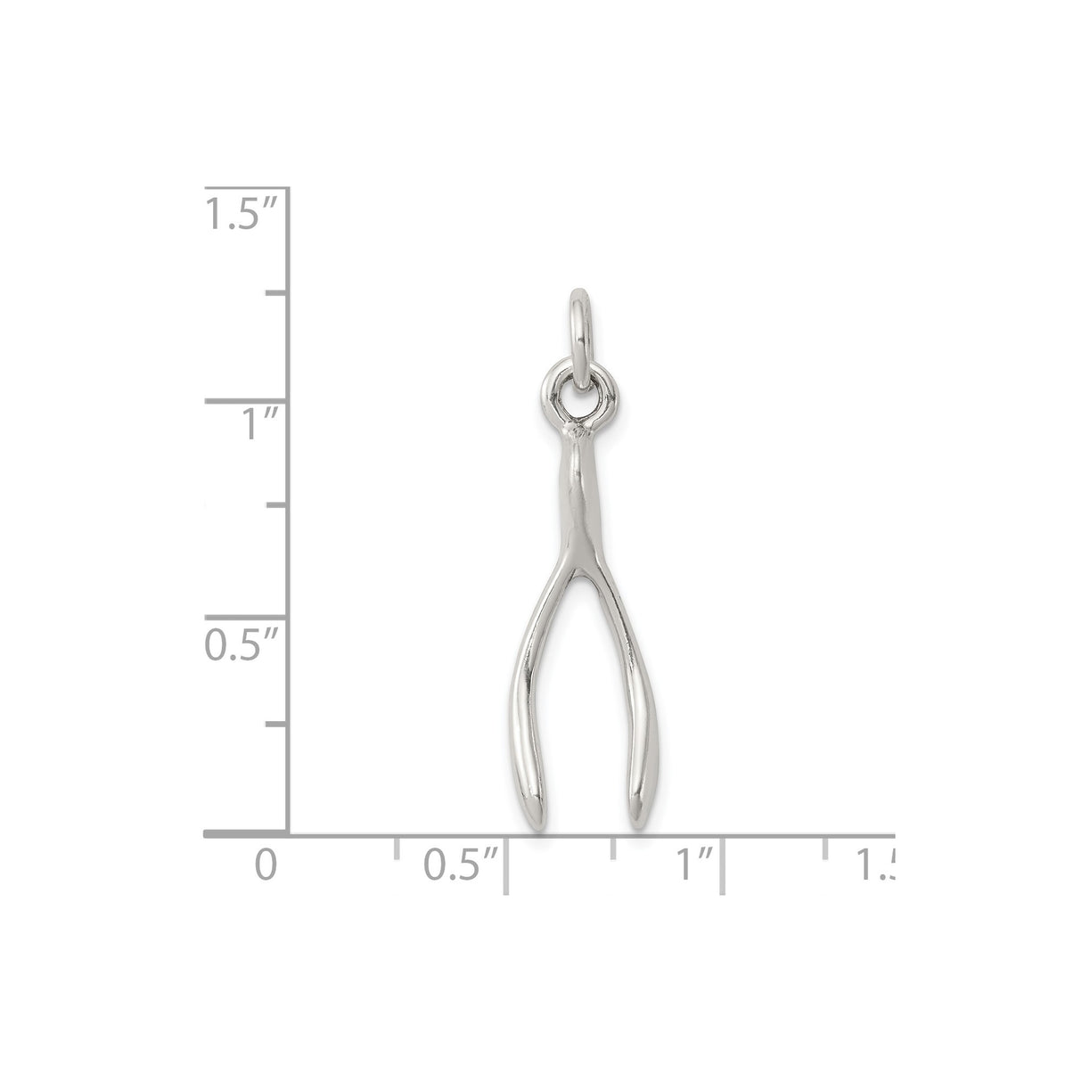 Sterling Silver Wishbone Pendant Charm, Polished Minimalist Symbol of Hope and Good Luck