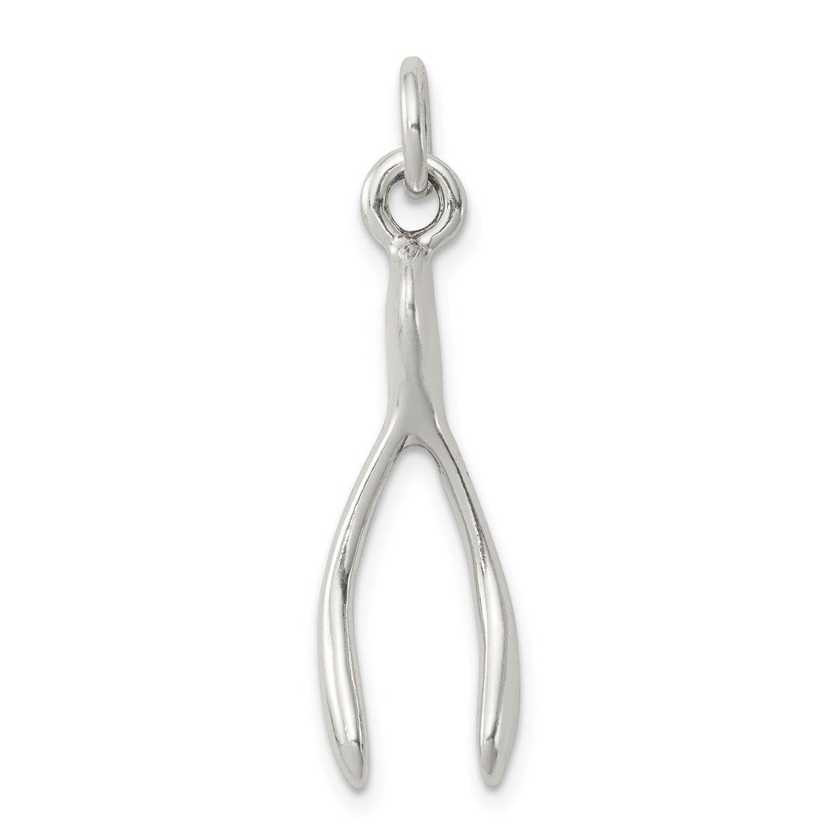 Sterling Silver Wishbone Pendant Charm, Polished Minimalist Symbol of Hope and Good Luck