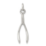 Sterling Silver Wishbone Pendant Charm, Polished Minimalist Symbol of Hope and Good Luck