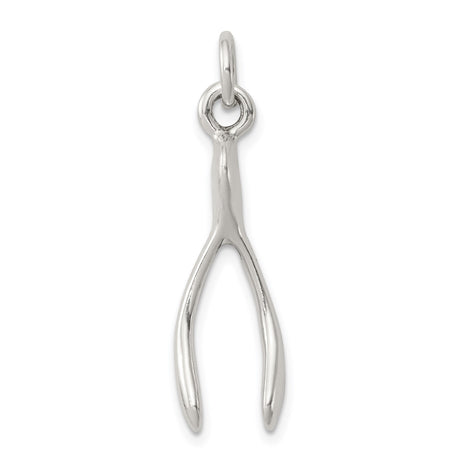 Sterling Silver Wishbone Pendant Charm, Polished Minimalist Symbol of Hope and Good Luck