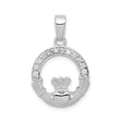 Sterling Silver Claddagh Pendant with Cubic Zirconia, Heart Crown and Hands Design