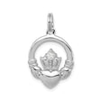 Sterling Silver Claddagh Pendant with Cubic Zirconia, Irish Heart Crown Hands Symbol for Women