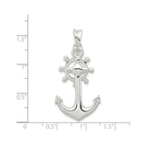 Sterling Silver Pendant with Anchor and Ship Wheel, Nautical Theme for Men or Women